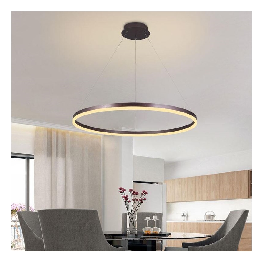 Brilagi - Lámpara colgante LED regulable CIRCLE LED/55W/230V 3000-6500K Ø 80 cm marrón + control remoto