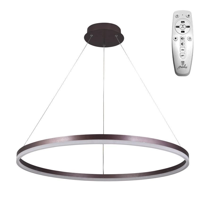 Brilagi - Lámpara colgante LED regulable CIRCLE LED/55W/230V 3000-6500K Ø 80 cm marrón + control remoto