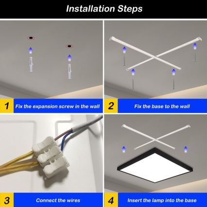 Brilagi - Plafón LED de baño FRAME LED/50W/230V 60x60 cm 3000/4000/6000K IP44 negro