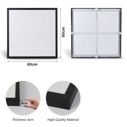 Brilagi - Plafón LED de baño FRAME LED/50W/230V 60x60 cm 3000/4000/6000K IP44 negro