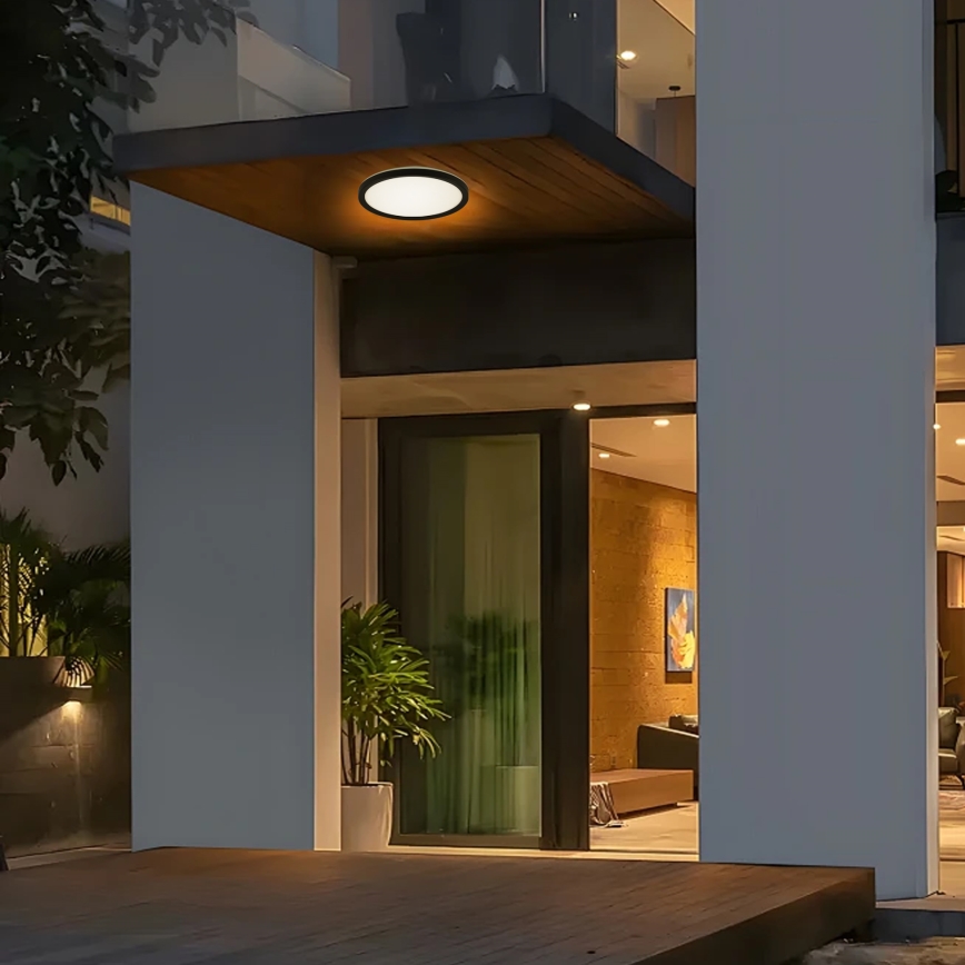 Brilagi - Plafón LED de baño ULTRA SLIM LED/12W/230V diá. 22,5 cm negro IP54
