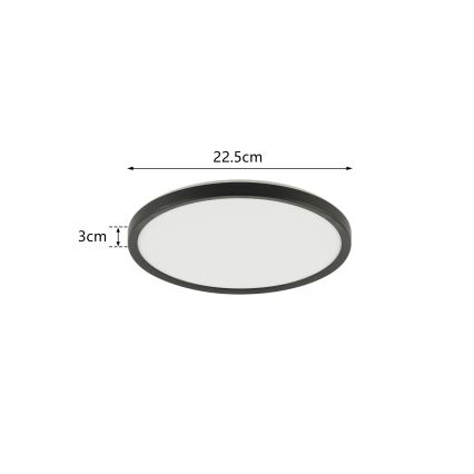 Brilagi - Plafón LED de baño ULTRA SLIM LED/12W/230V diá. 22,5 cm negro IP54