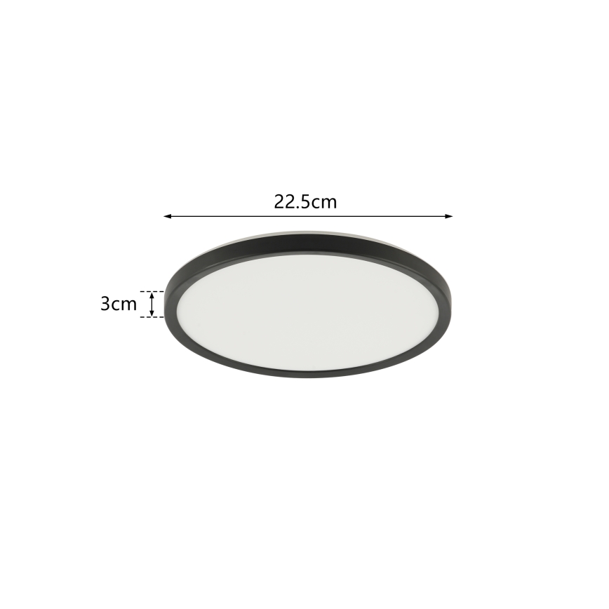Brilagi - Plafón LED de baño ULTRA SLIM LED/12W/230V diá. 22,5 cm negro IP54