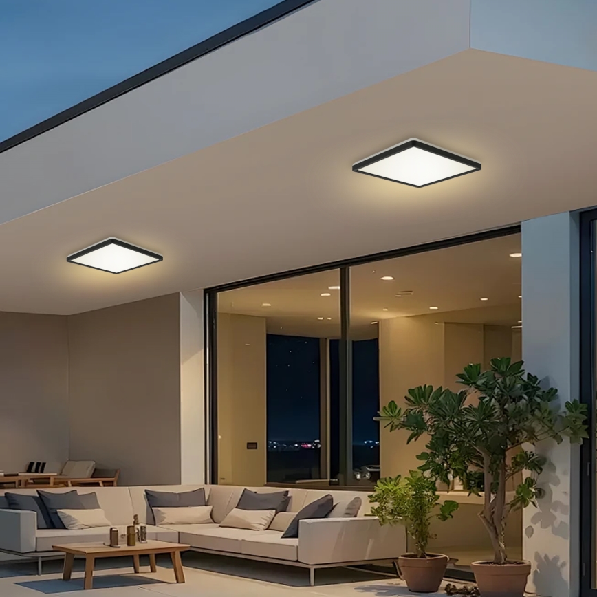 Brilagi - Plafón LED de baño ULTRA SLIM LED/18W/230V 30x30 cm negro IP54