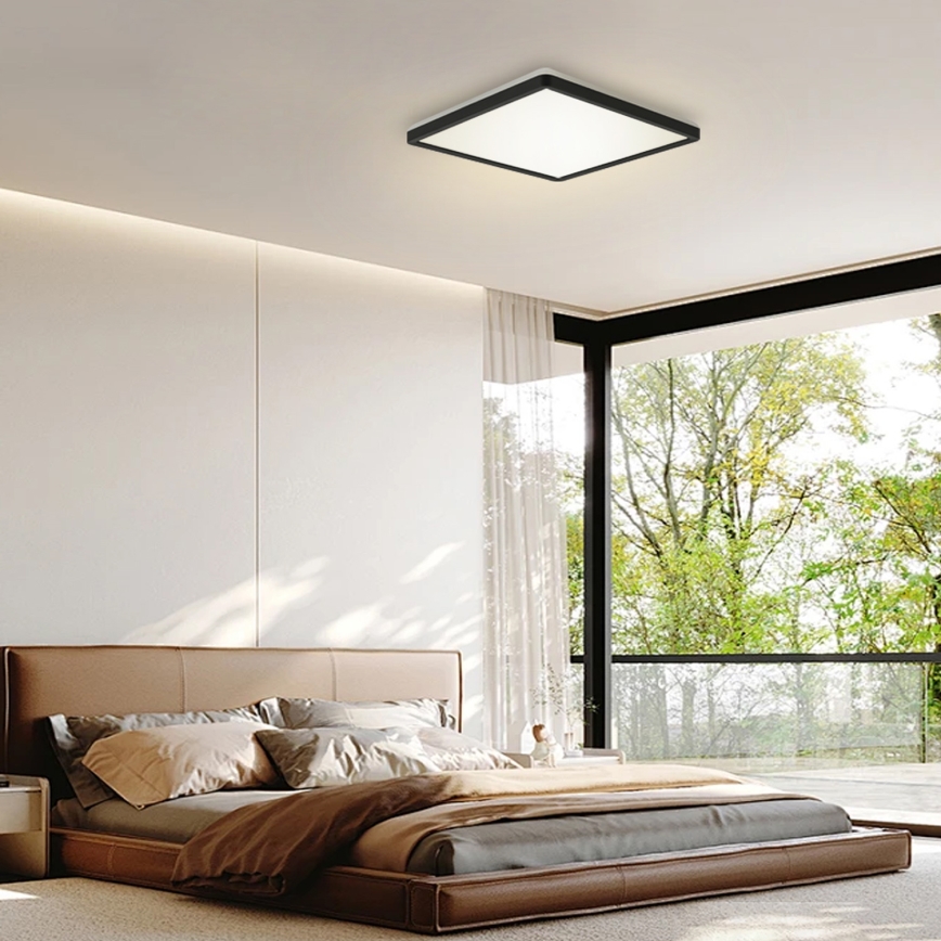 Brilagi - Plafón LED de baño ULTRA SLIM LED/24W/230V 42x42 cm negro IP54