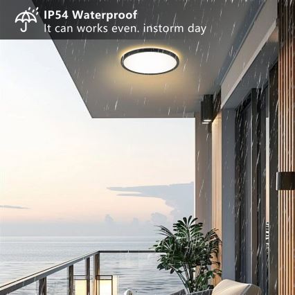 Brilagi - Plafón LED de baño ULTRA SLIM LED/24W/230V diá. 42 cm negro IP54