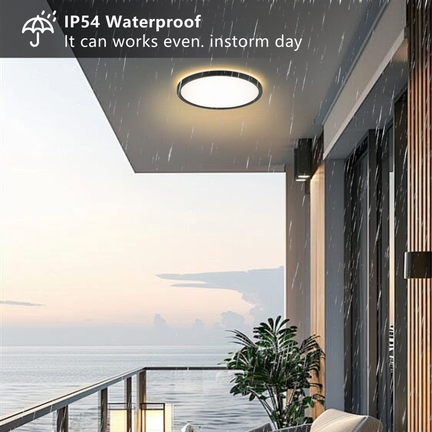 Brilagi - Plafón LED de baño ULTRA SLIM LED/24W/230V diá. 42 cm negro IP54