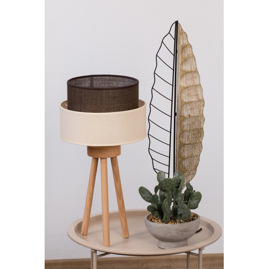 Brilagi - Lámpara LED de mesa BOHO STYLE 1xE27/15W/230V crema/marrón