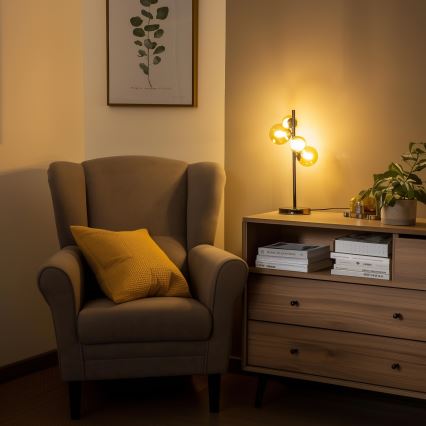 Brilagi - Lámpara LED de mesa MILLA 4xG9/3W/230V cromo negro/dorado