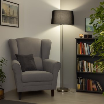 Brilagi - Lámpara LED de pie CERIA 1xE27/40W/230V Ø 45 cm negra/cromo mate