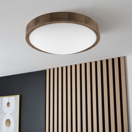 Brilagi - Lámpara de techo LED CARVALHO SLIM 2xE27/60W/230V roble nogal diámetro 37 cm