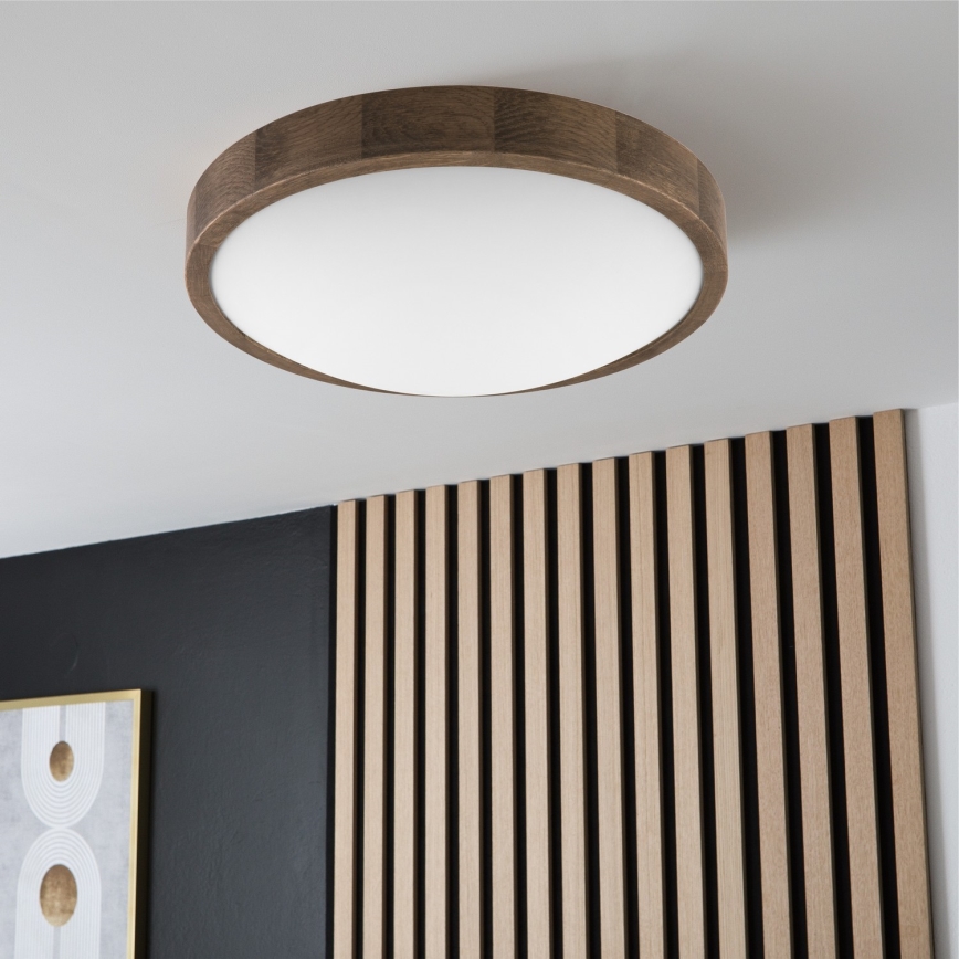 Brilagi - Lámpara de techo LED CARVALHO SLIM 2xE27/60W/230V roble nogal diámetro 37 cm