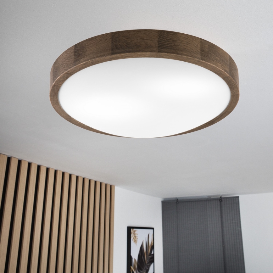 Brilagi - Lámpara de techo LED CARVALHO SLIM 2xE27/60W/230V roble nogal diámetro 37 cm