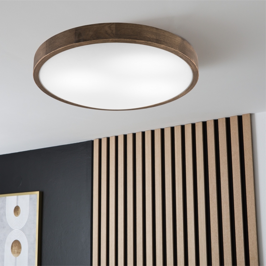 Brilagi - Lámpara de techo LED CARVALHO SLIM 3xE27/60W/230V roble nogal diámetro 47 cm