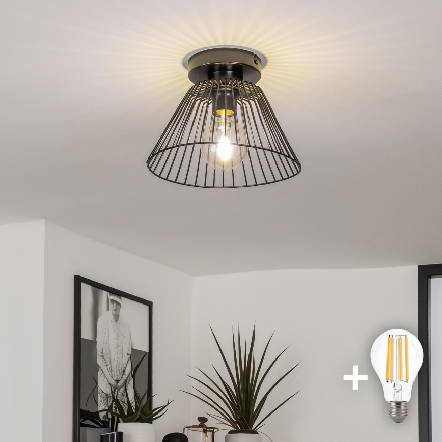 Brilagi - Lámpara LED de techo de montaje en superficie CERIA WIRE 1xE27/40W/230V Ø 30 cm negra