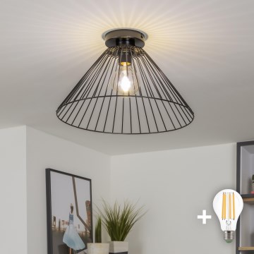 Brilagi - Lámpara LED de techo de montaje en superficie CERIA WIRE 1xE27/40W/230V Ø 45 cm, negra