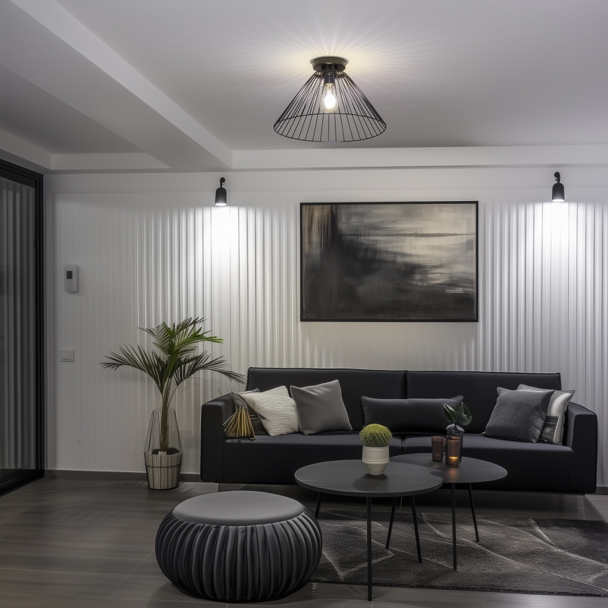 Brilagi - Lámpara LED de techo de montaje en superficie CERIA WIRE 1xE27/40W/230V Ø 45 cm, negra