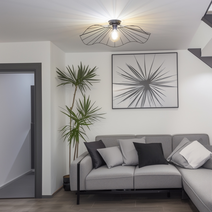 Brilagi - Lámpara LED de techo de superficie CERIA WIRE 1xE27/40W/230V Ø 80 cm negra