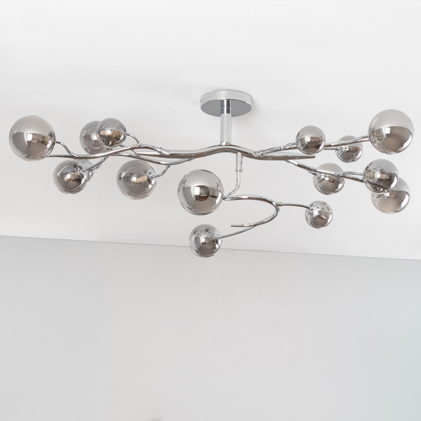 Brilagi - Lámpara LED de techo de superficie MISTEL 15xG9/3W/230V cromo negro/vidrio ahumado