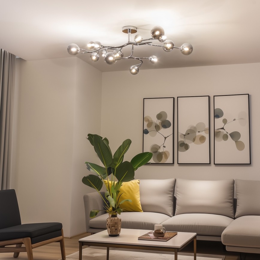 Brilagi - Lámpara LED de techo de superficie MISTEL 15xG9/3W/230V cromo negro/vidrio ahumado