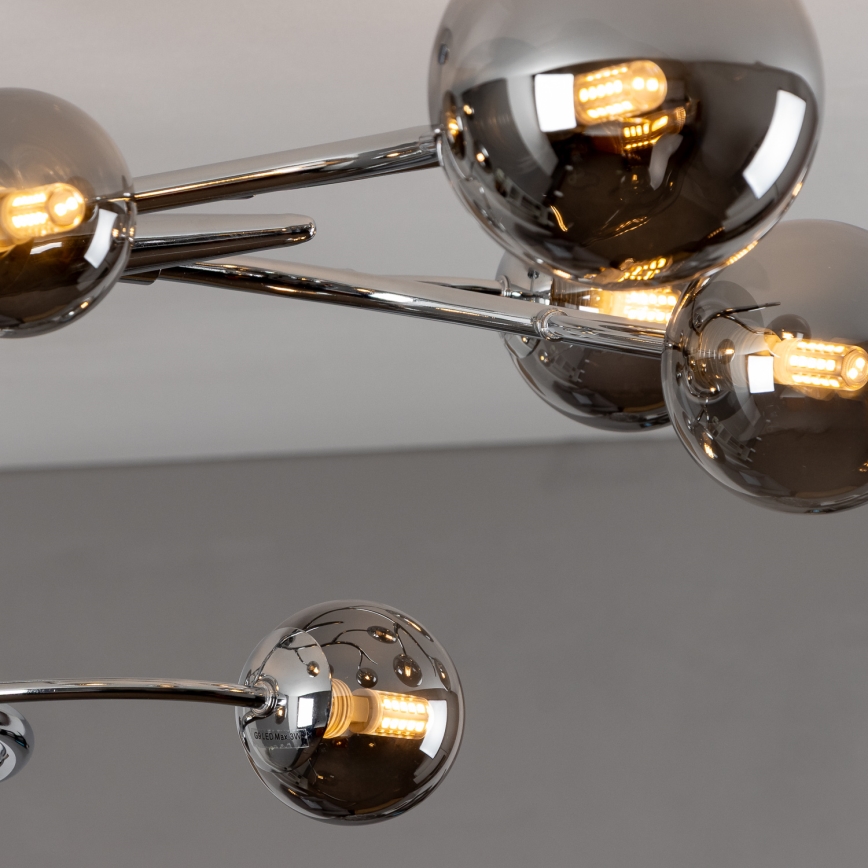 Brilagi - Lámpara LED de techo de superficie MISTEL 15xG9/3W/230V cromo negro/vidrio ahumado