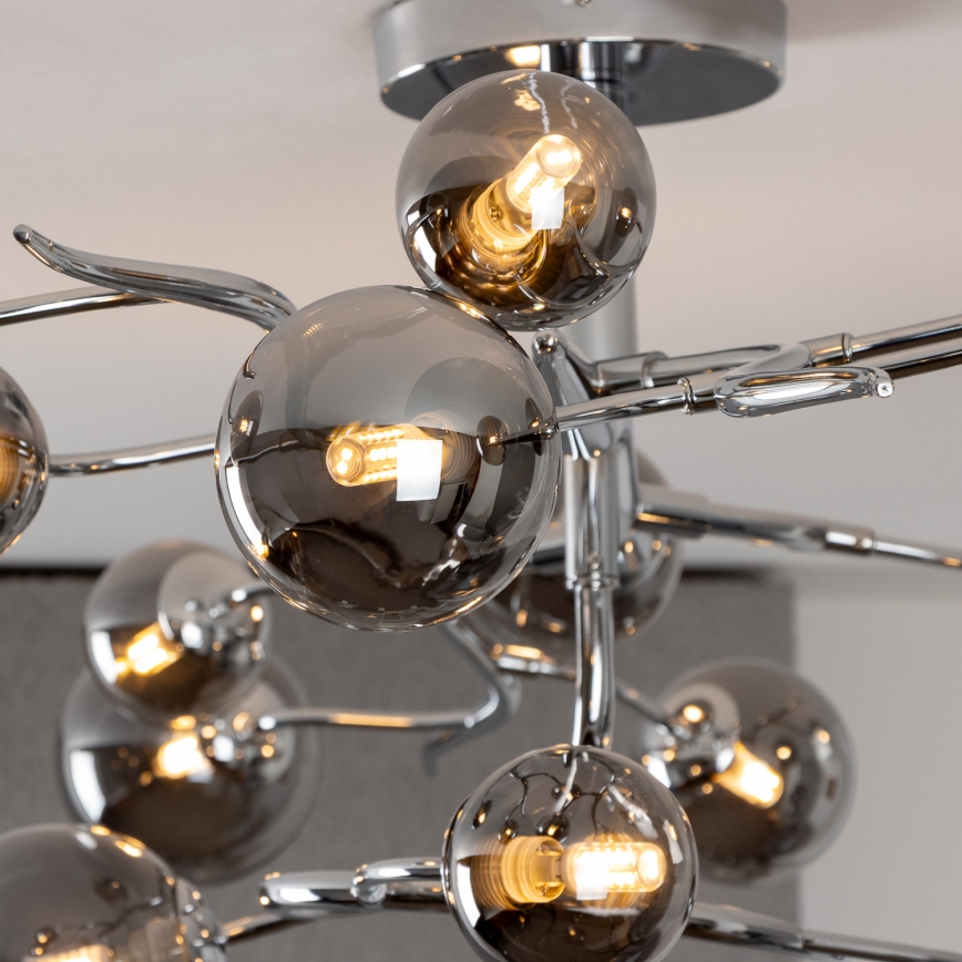 Brilagi - Lámpara LED de techo de superficie MISTEL 15xG9/3W/230V cromo negro/vidrio ahumado