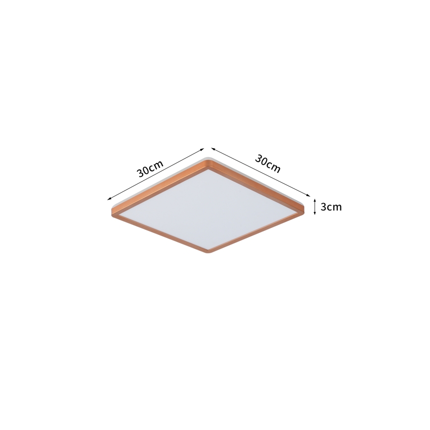 Brilagi - Luminaria LED de techo para baño ULTRA SLIM, 18W, 230V, 30x30 cm, oro rosa, IP54
