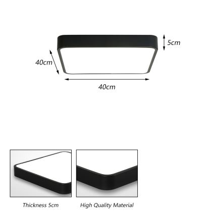 Brilagi - Lámpara de techo LED POOL LED/36W/230V 3000/4500/6000K 40x40 cm negra