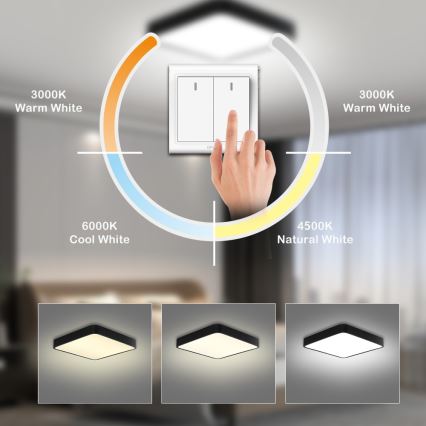 Brilagi - Lámpara de techo LED POOL SQUARE LED/36W/230V 3000/4500/6000K 40x40 cm negra