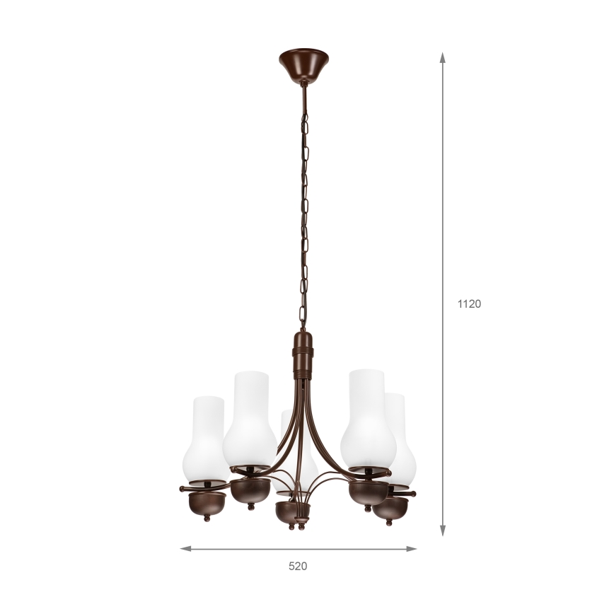 Brilagi - Lámpara LED colgante en cadena COTTAGE 5xE14/40W/230V roble/blanco