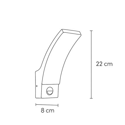 Brilagi - Lámpara de pared LED para exterior con sensor ARCELO LED/9W/230V IP44
