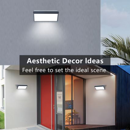 Brilagi - Lámpara de pared LED exterior con sensor TRIANGLE LED/20W/230V antracita IP65