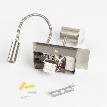 Brilagi - Aplique de pared LED flexible NUBILA 1xE27/25W/230V + LED/3W cromo mate/naranja