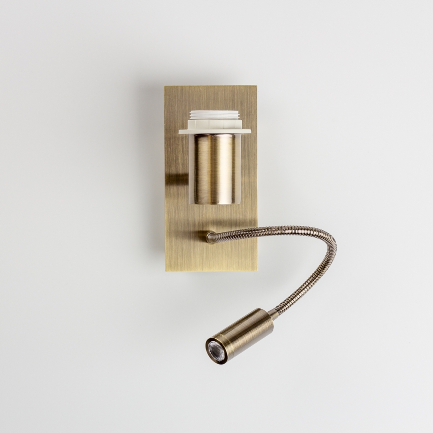 Brilagi - Lámpara de pared LED flexible NUBILA 1xE27/25W/230V + LED/3W latón/gris claro