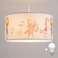 Brilagi - Lámpara LED infantil colgante BOBO, 1xE27/10W/230V, Ø 35 cm, blanca con motivos de animales
