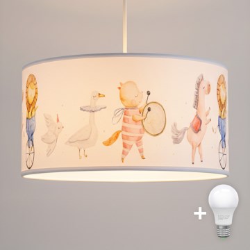 Brilagi - Lámpara LED infantil colgante BOBO, 1xE27/10W/230V, Ø 35 cm, blanca con motivos de animales