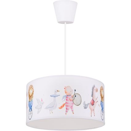Brilagi - Lámpara LED infantil colgante BOBO, 1xE27/10W/230V, Ø 35 cm, blanca con motivos de animales