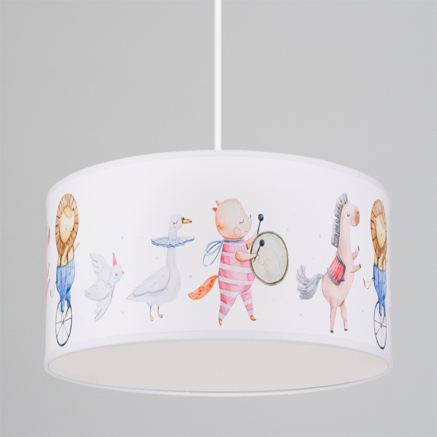Brilagi - Lámpara LED infantil colgante BOBO, 1xE27/10W/230V, Ø 35 cm, blanca con motivos de animales