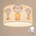 Brilagi - Lámpara LED infantil colgante con cable BOBO 1xE27/10W/230V Ø 35 cm blanco/motivos de animales
