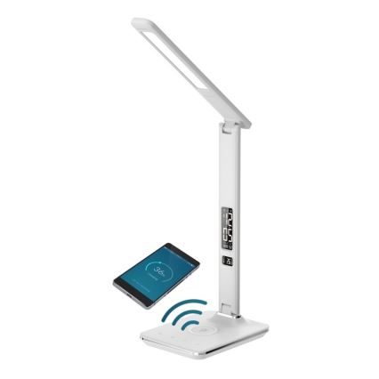 Brilagi - Lámpara de mesa LED regulable con carga inalámbrica Qi y USB REGINA LED/8,5W/230V blanco