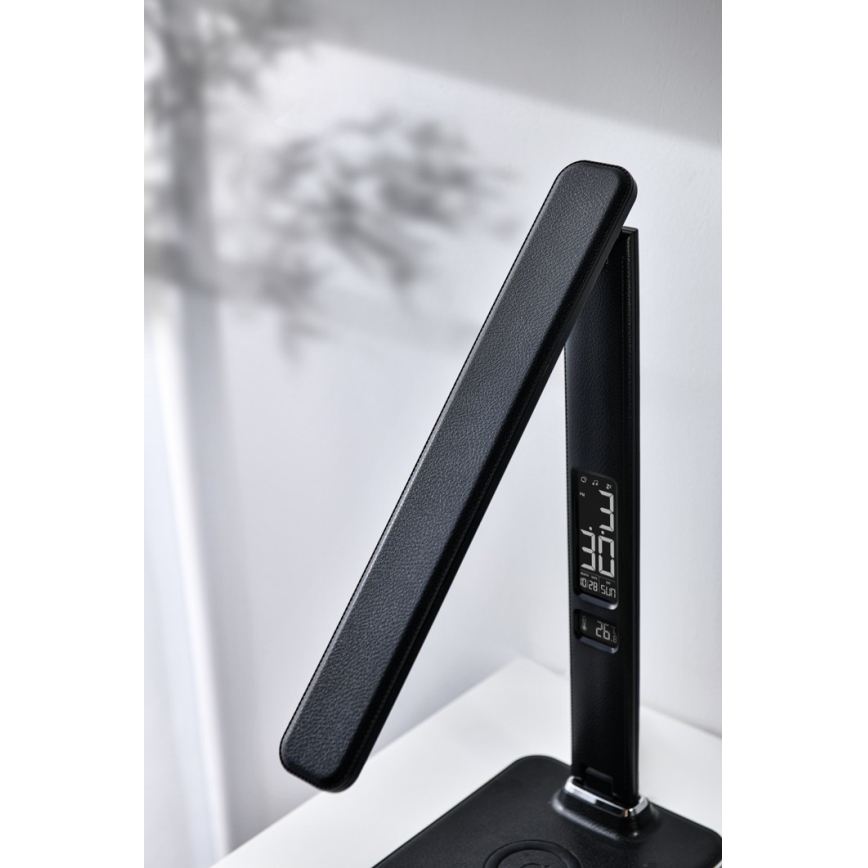 Brilagi - Lámpara de mesa LED regulable con cargador inalámbrico QI y USB REGINA LED/8,5W/230V negro
