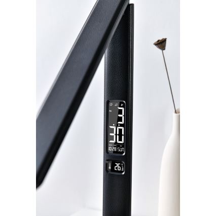 Brilagi - Lámpara de mesa LED regulable con cargador inalámbrico QI y USB REGINA LED/8,5W/230V negro