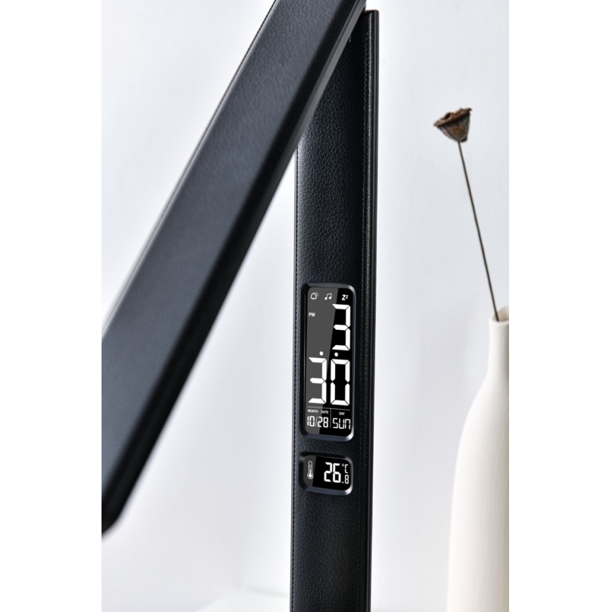 Brilagi - Lámpara de mesa LED regulable con cargador inalámbrico QI y USB REGINA LED/8,5W/230V negro