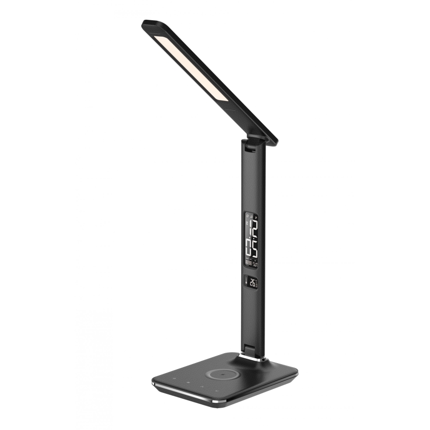 Brilagi - Lámpara de mesa LED regulable con cargador inalámbrico QI y USB REGINA LED/8,5W/230V negro