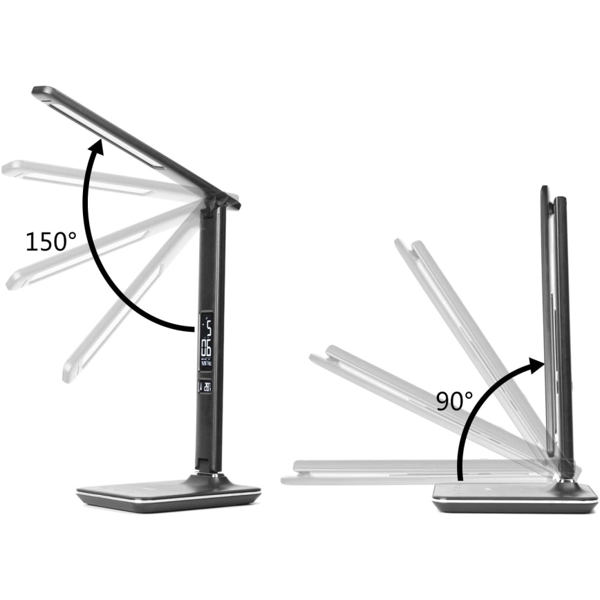 Brilagi - Lámpara de mesa LED regulable con cargador inalámbrico QI y USB REGINA LED/8,5W/230V negro