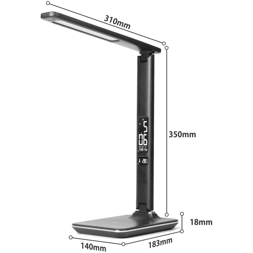 Brilagi - Lámpara de mesa LED regulable con cargador inalámbrico QI y USB REGINA LED/8,5W/230V negro