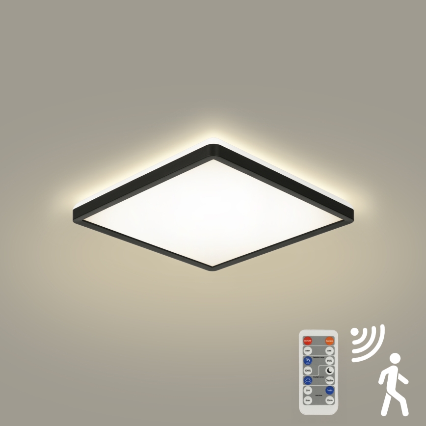 Brilagi - Lámpara LED regulable con sensor de movimiento y crepúsculo ULTRA SLIM LED/18W/230V 30x30 cm + mando a distancia