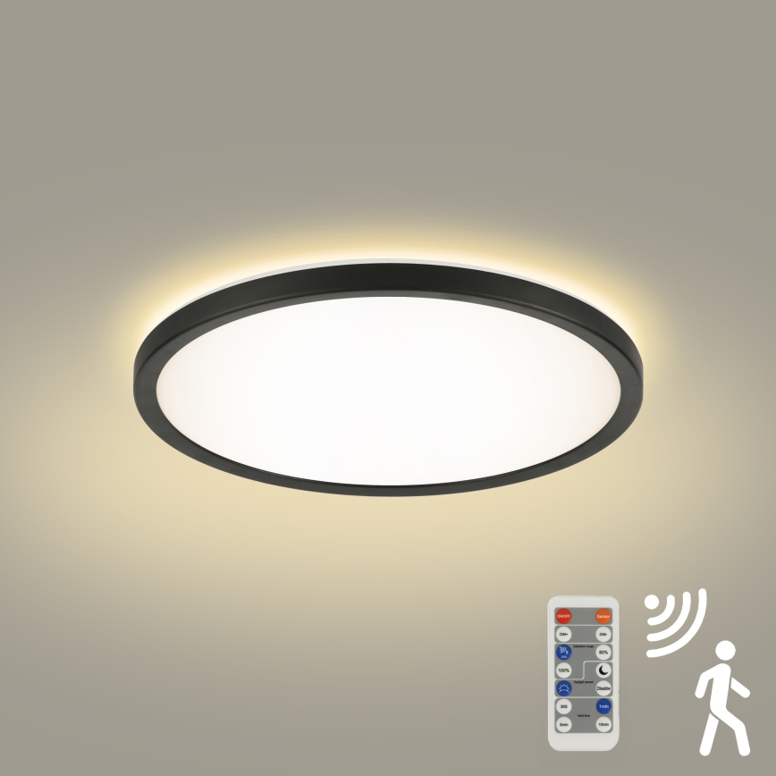 Brilagi - Lámpara LED regulable con sensor de movimiento y crepúsculo ULTRA SLIM LED/18W/230V Ø 30 cm + mando a distancia