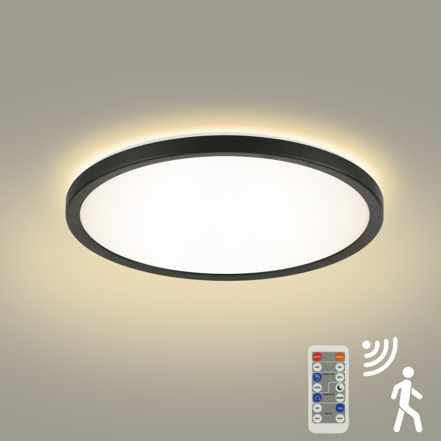 Brilagi - Lámpara LED regulable con sensor de movimiento y crepúsculo ULTRA SLIM LED/24W/230V diámetro 42 cm + mando a distancia
