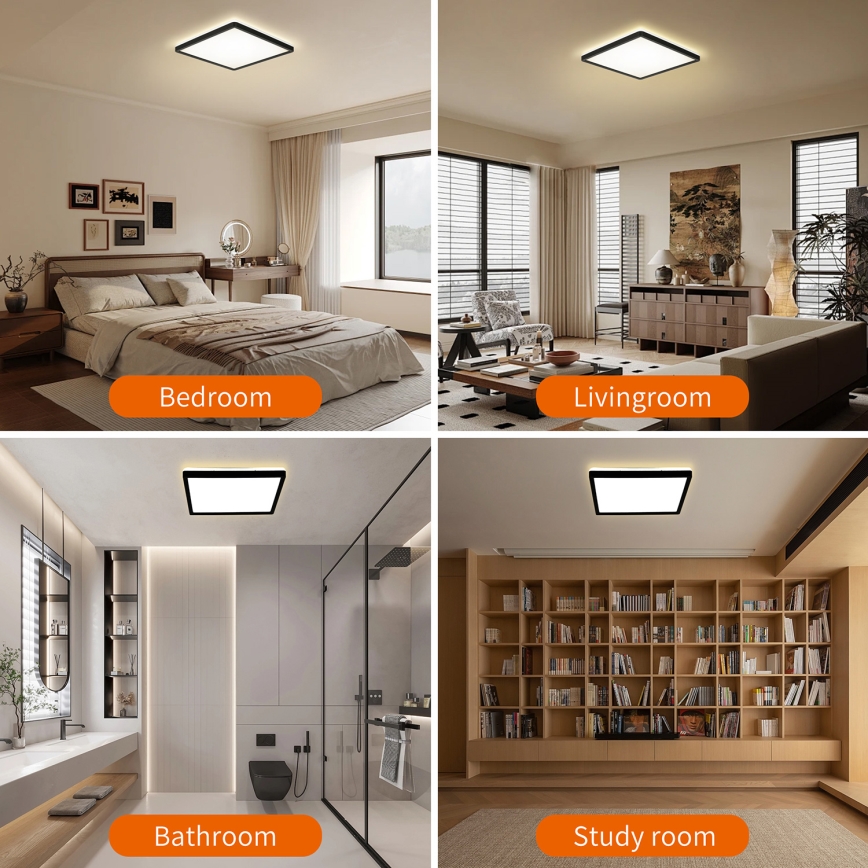 Brilagi - Lámpara LED regulable con sensor de movimiento y crepuscular ULTRA SLIM LED/18W/230V 30x30 cm + mando a distancia